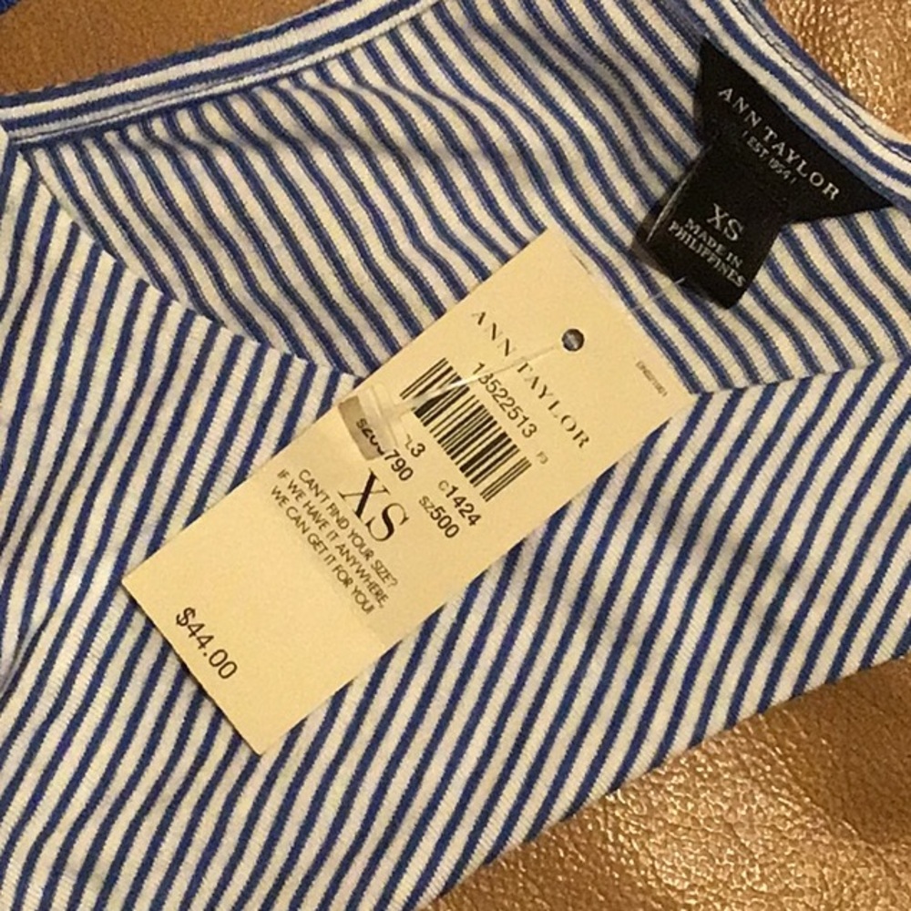 NWT Ann Taylor Blue and White Striped Tank Top